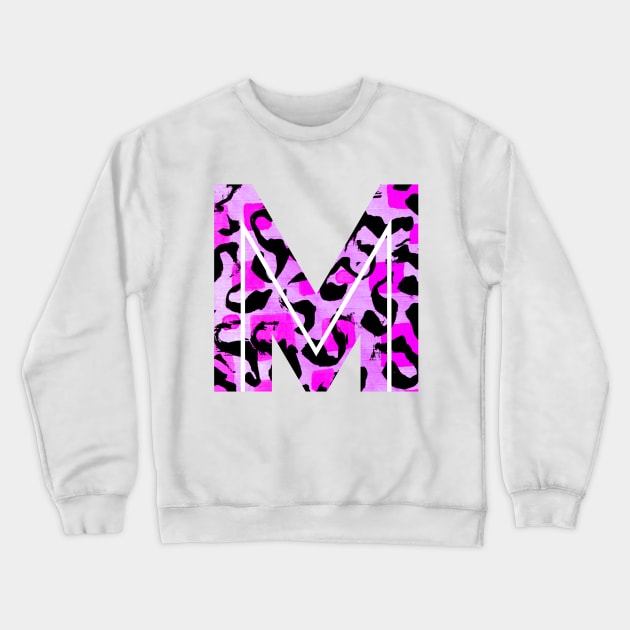 Abstract Letter M Watercolour Leopard Print Alphabet Crewneck Sweatshirt by Squeeb Creative